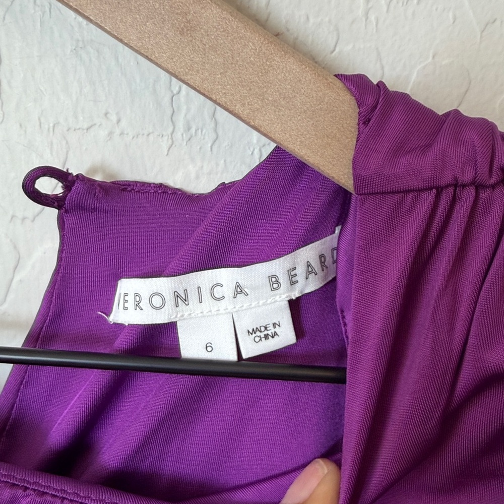 Veronica Beard Bora Satin Ruched Mini Dress in Dark Violet Size 6 - Picture 3 of 6